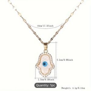 Evil Eye hamsa hand white/blue Necklace